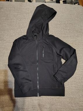 Athletic Works Black Hooded Full-Zip Windbreaker Jacket